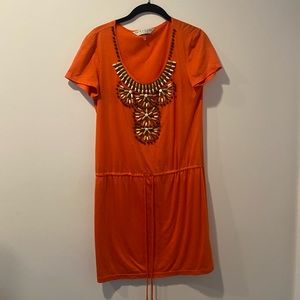 Neiman Marcus Designer Trina Turk Beaded Orange Dress